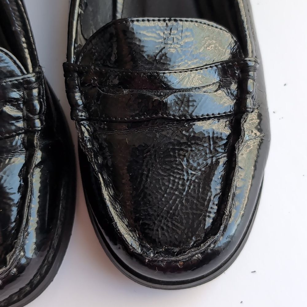 Topshop Black Patent Penny Sling Loafers Size 37 US6.5 - Picture 9 of 10